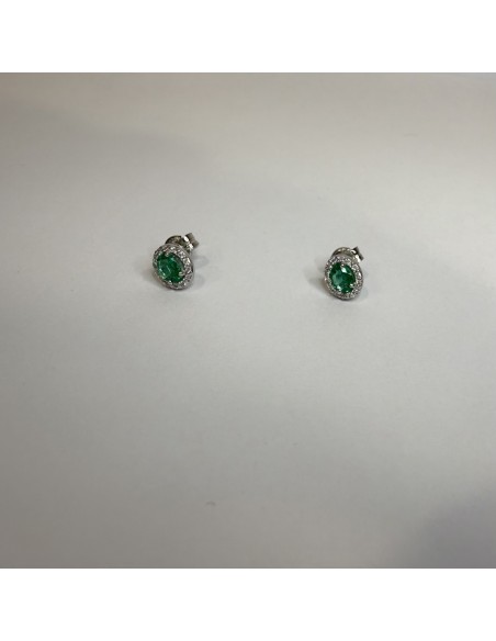 Orecchini Smeraldo e Diamanti in Oro Bianco – Acquista Online